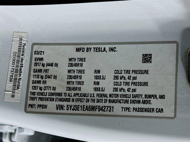 used 2021 Tesla Model 3 car, priced at $19,899