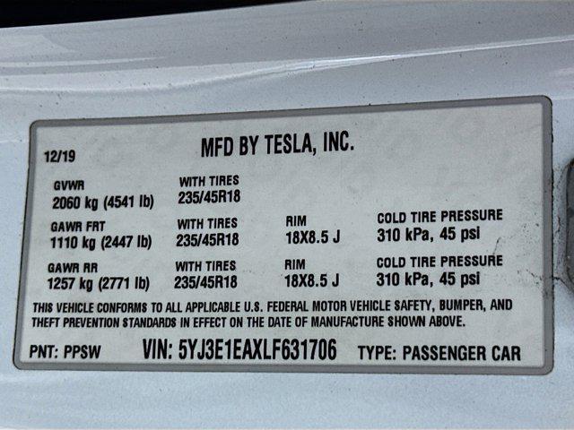 used 2020 Tesla Model 3 car, priced at $18,987