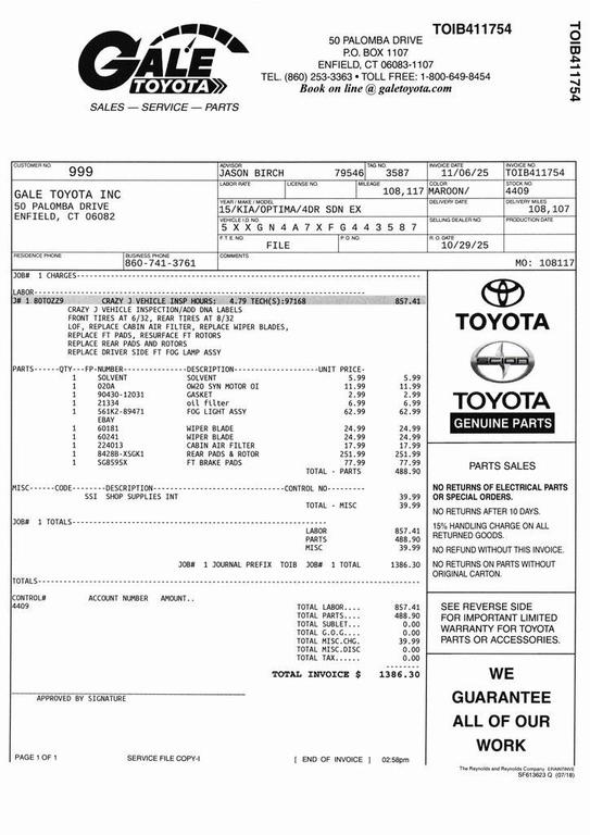 used 2015 Kia Optima car, priced at $9,383