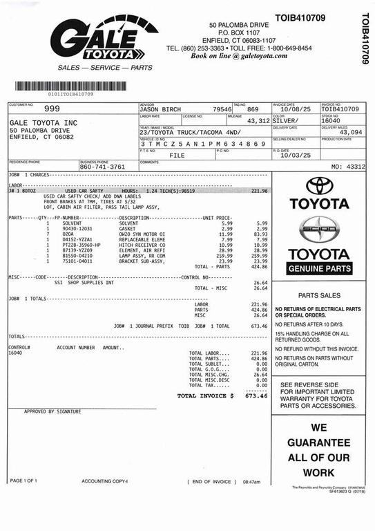 used 2023 Toyota Tacoma car, priced at $40,583