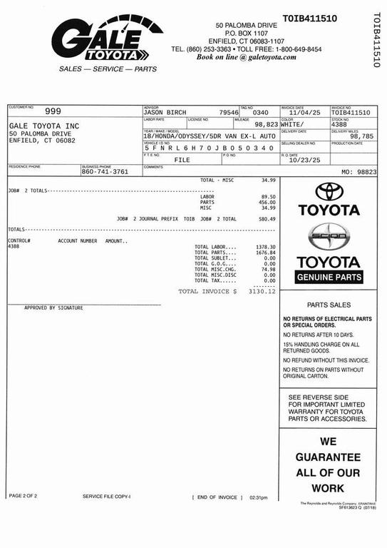 used 2018 Honda Odyssey car, priced at $18,925