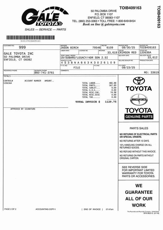 used 2019 Subaru Legacy car, priced at $20,083