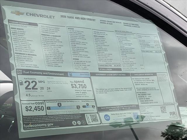 new 2026 Chevrolet Tahoe car, priced at $89,075