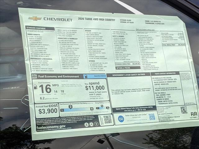 new 2026 Chevrolet Tahoe car, priced at $93,185