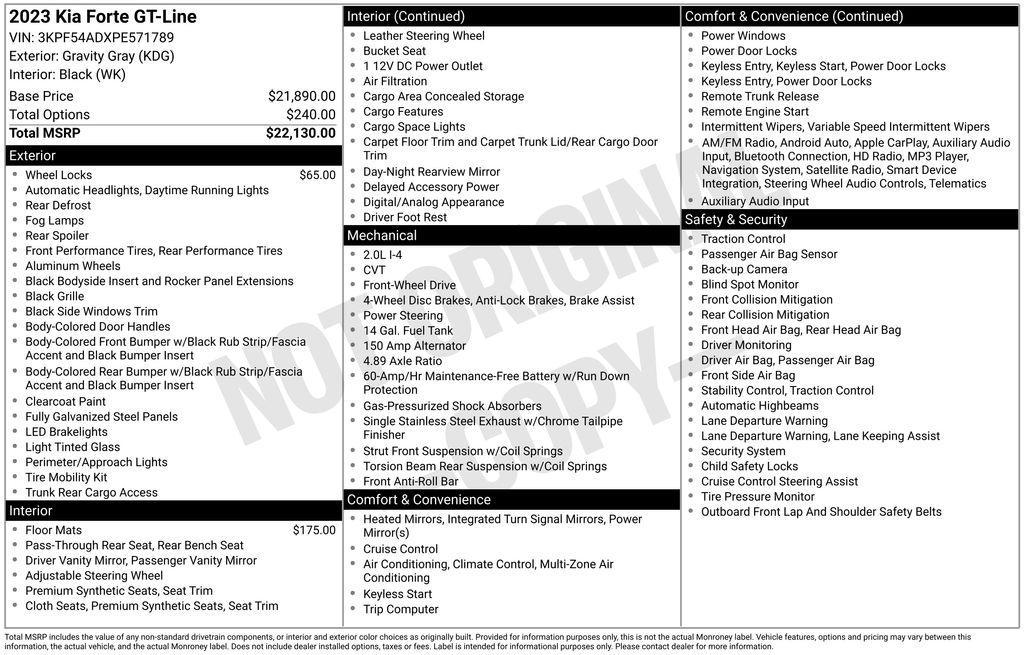 used 2023 Kia Forte car, priced at $18,950