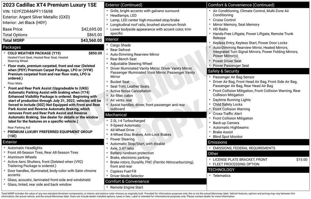 used 2023 Cadillac XT4 car, priced at $24,950