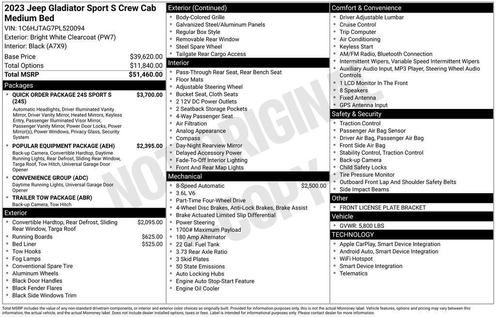 used 2023 Jeep Gladiator car, priced at $28,490