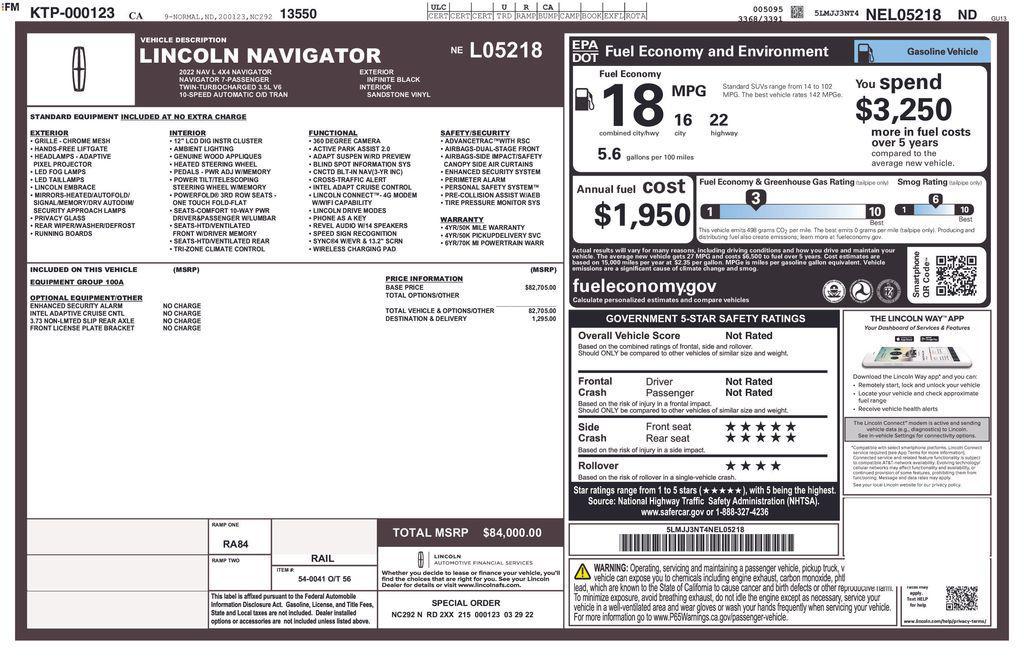 used 2022 Lincoln Navigator car, priced at $42,250