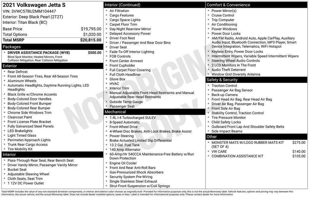 used 2021 Volkswagen Jetta car, priced at $17,990