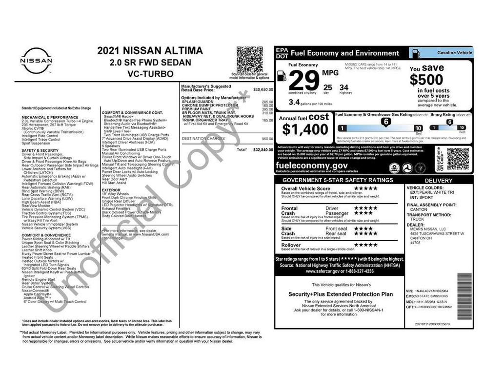 used 2021 Nissan Altima car, priced at $20,950