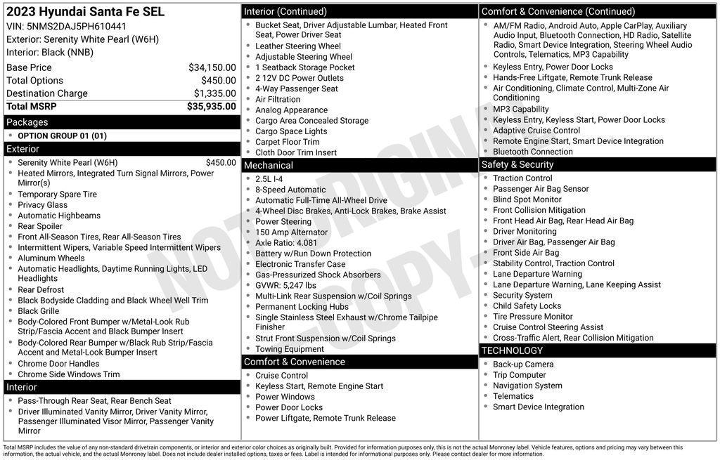 used 2023 Hyundai Santa Fe car, priced at $22,850