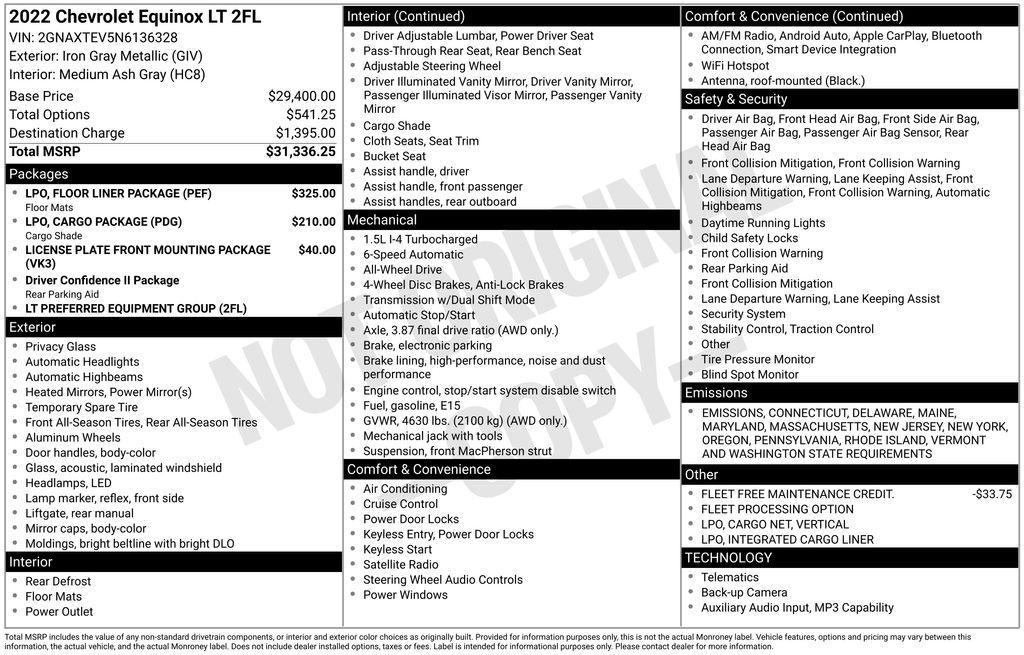 used 2022 Chevrolet Equinox car, priced at $19,375