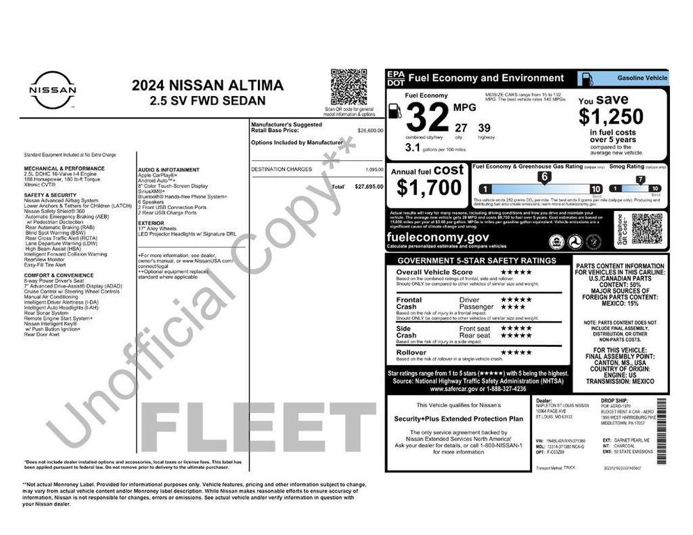 used 2024 Nissan Altima car, priced at $20,275
