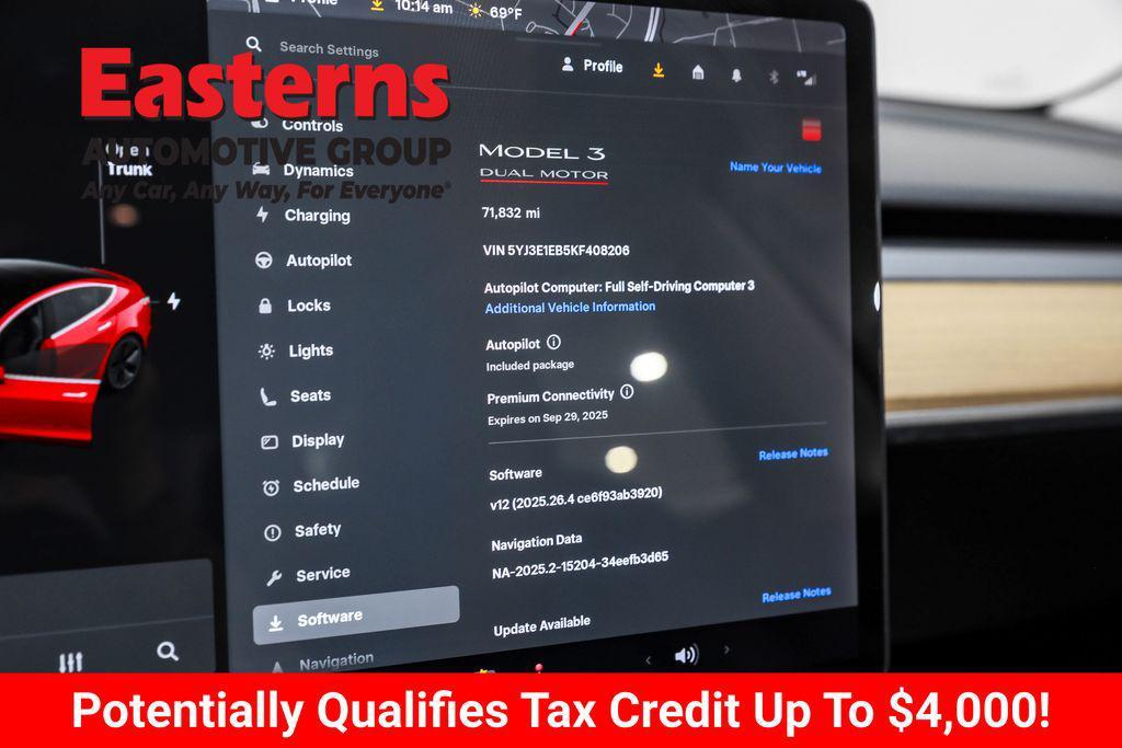 used 2019 Tesla Model 3 car, priced at $24,950
