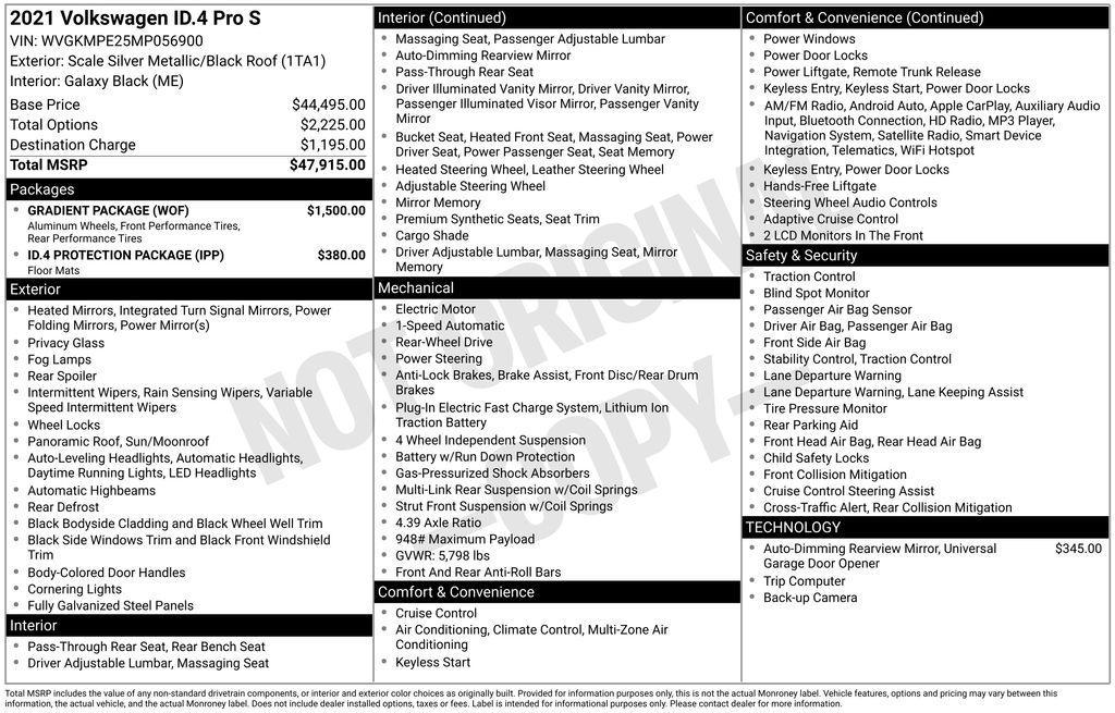 used 2021 Volkswagen ID.4 car, priced at $21,490