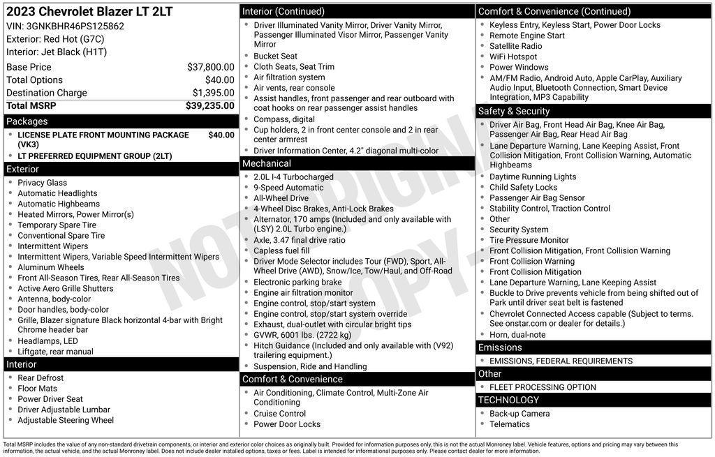 used 2023 Chevrolet Blazer car, priced at $23,190