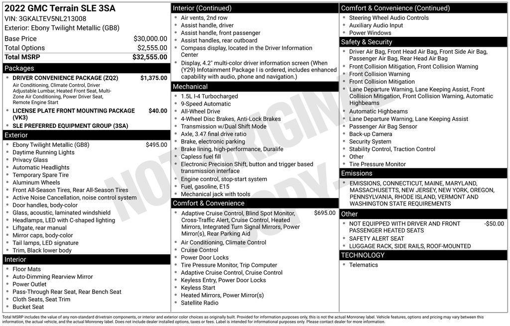 used 2022 GMC Terrain car, priced at $22,490