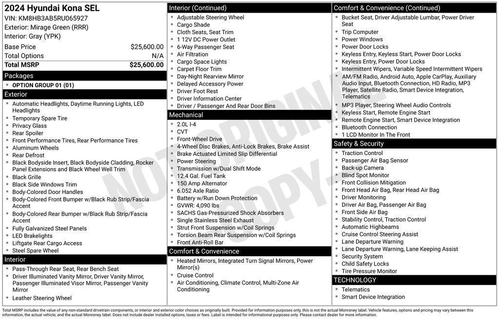 used 2024 Hyundai Kona car, priced at $20,490