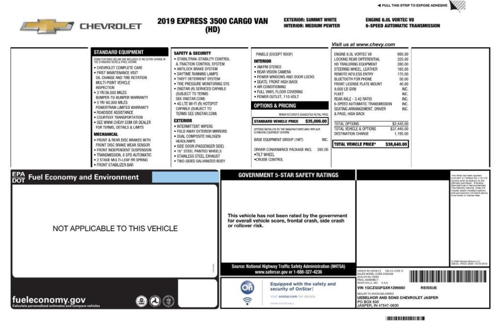 used 2019 Chevrolet Express 3500 car, priced at $19,799