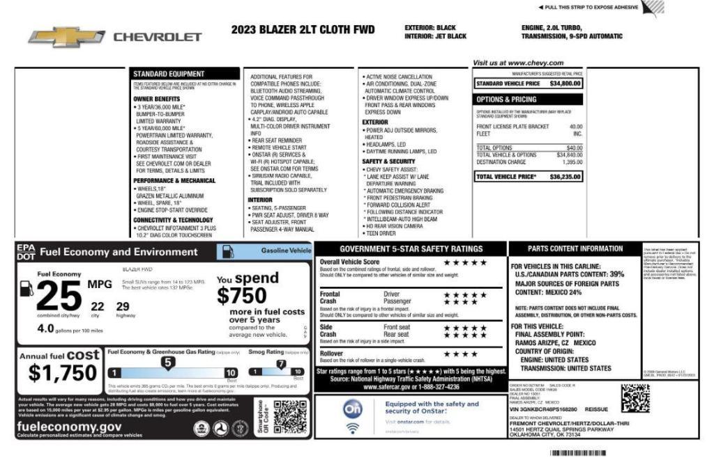 used 2023 Chevrolet Blazer car, priced at $19,899