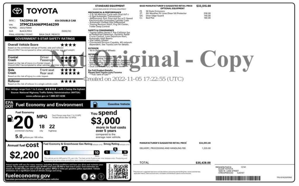 used 2023 Toyota Tacoma car, priced at $29,599