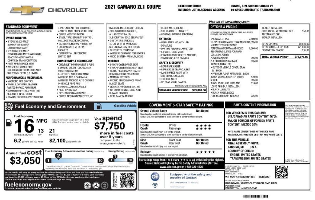 used 2021 Chevrolet Camaro car, priced at $58,998