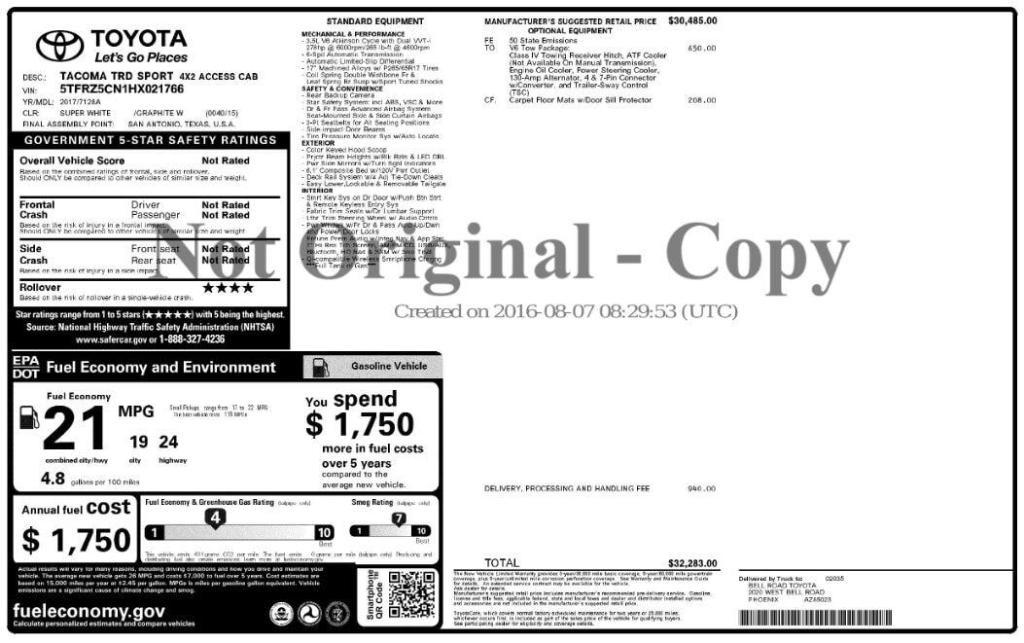 used 2017 Toyota Tacoma car, priced at $16,399