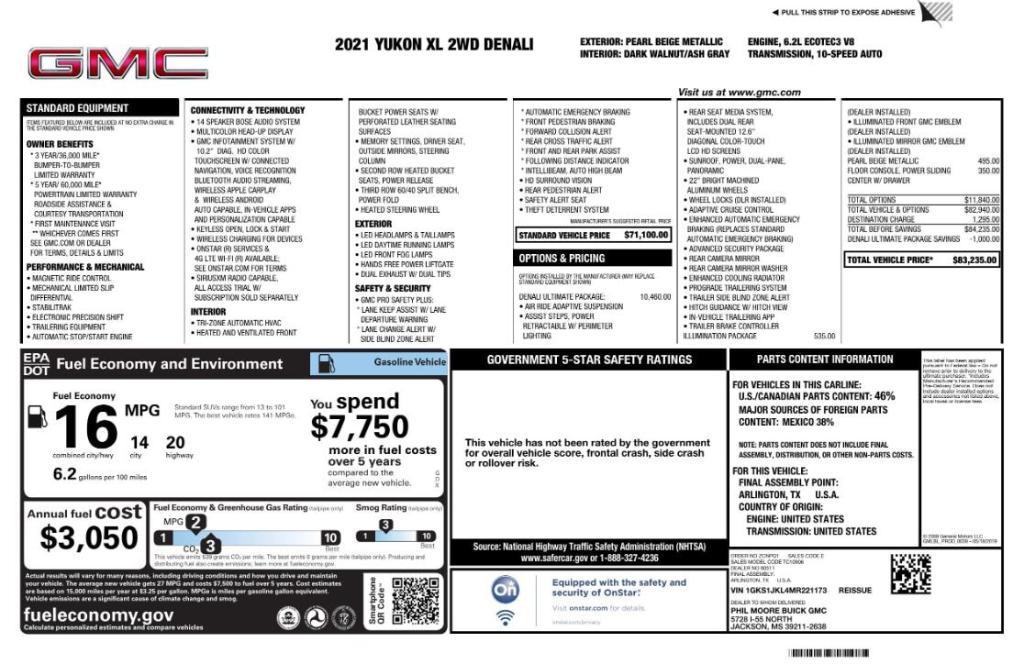 used 2021 GMC Yukon XL car, priced at $43,998