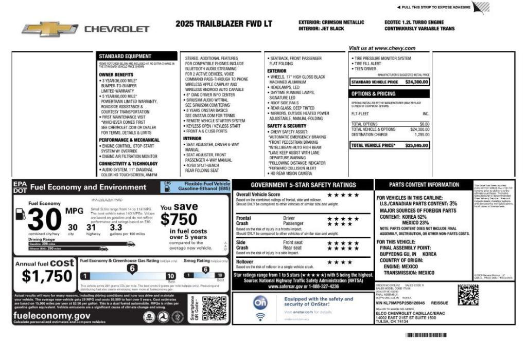 used 2025 Chevrolet TrailBlazer car, priced at $20,999