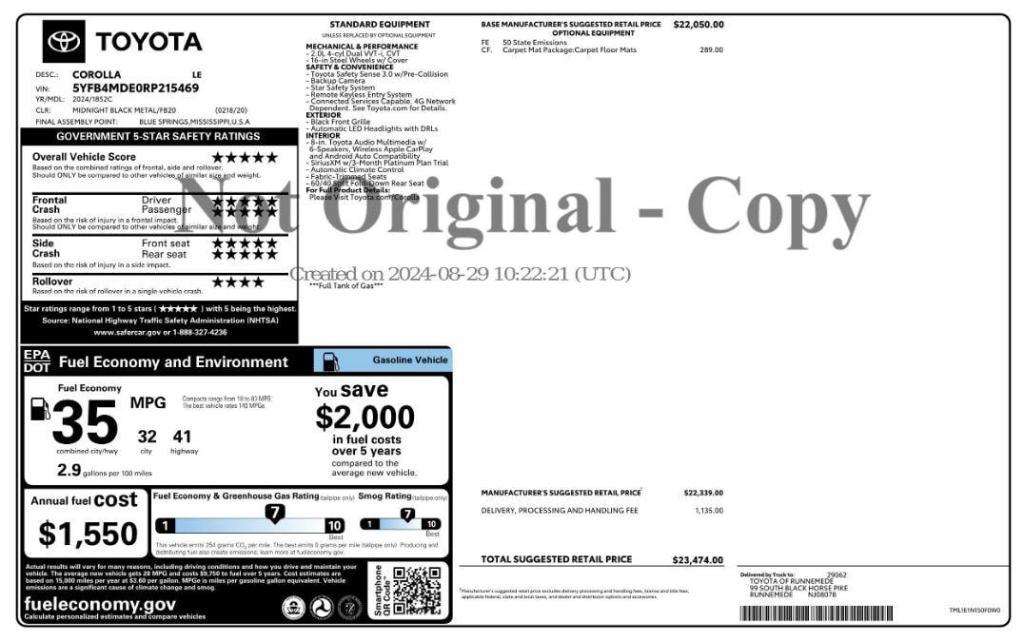 used 2024 Toyota Corolla car, priced at $16,799