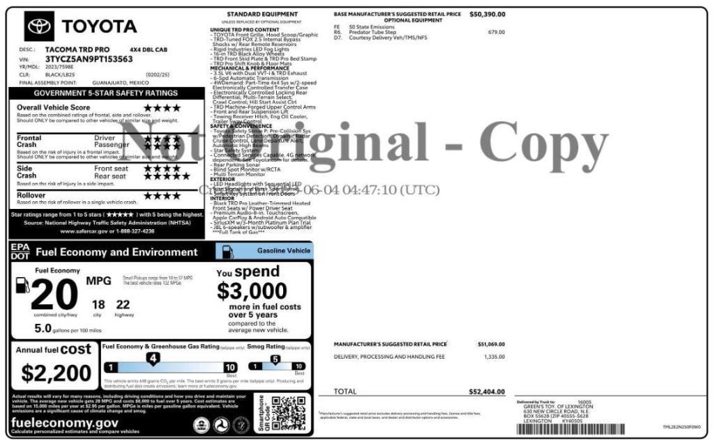 used 2023 Toyota Tacoma car, priced at $44,998