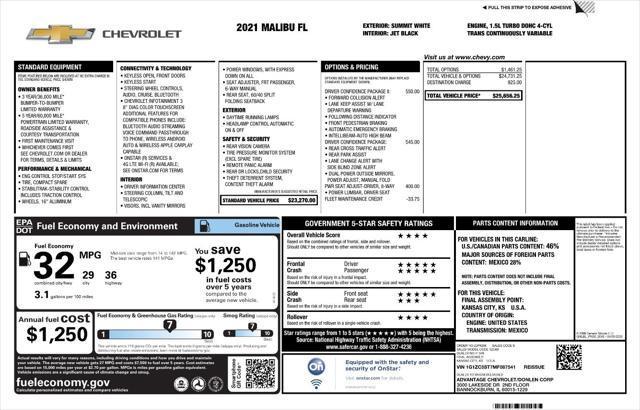 used 2021 Chevrolet Malibu car, priced at $14,999