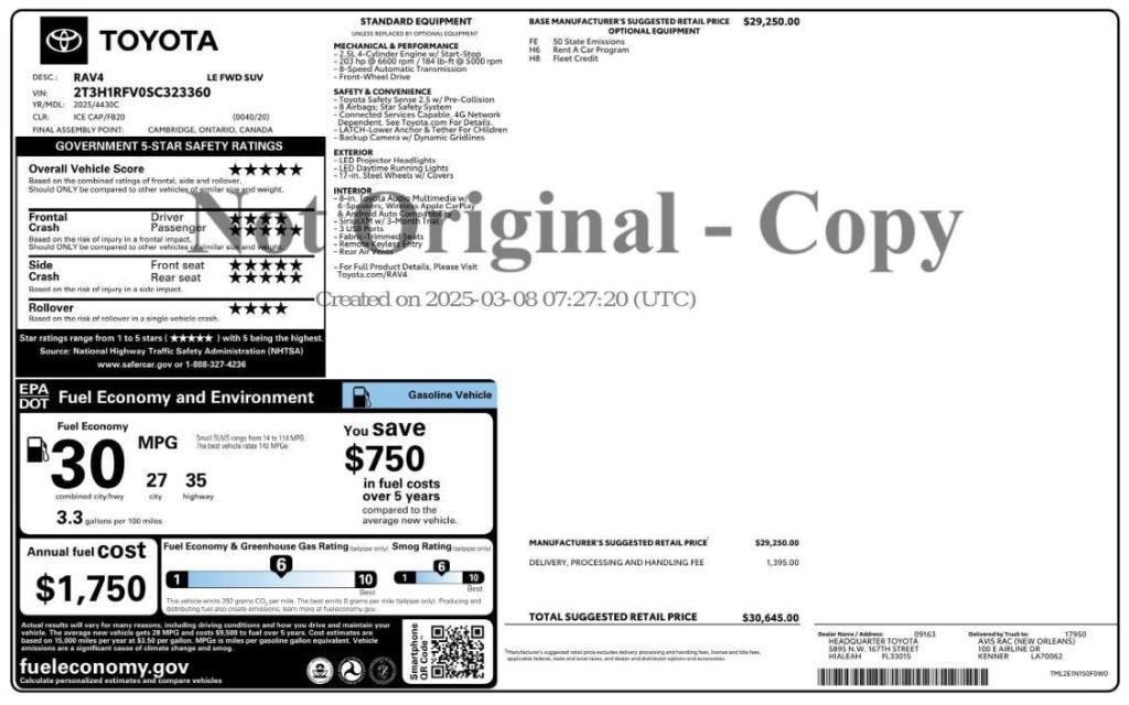 used 2025 Toyota RAV4 car, priced at $25,499