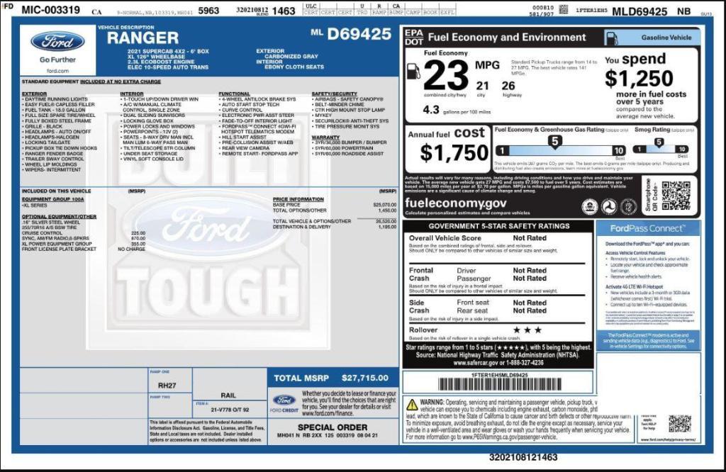 used 2021 Ford Ranger car, priced at $17,996
