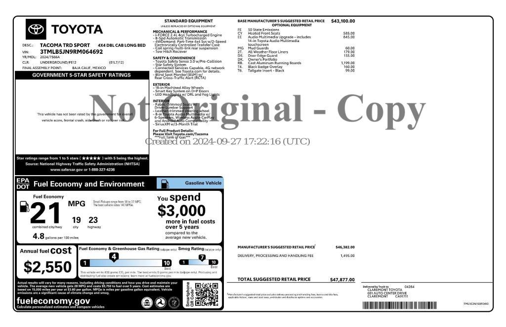 used 2024 Toyota Tacoma car, priced at $42,999