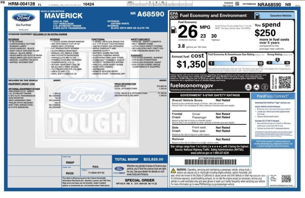 used 2022 Ford Maverick car, priced at $23,499