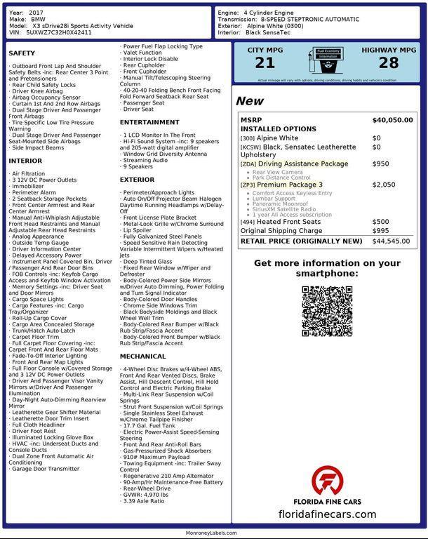 used 2017 BMW X3 car, priced at $12,799