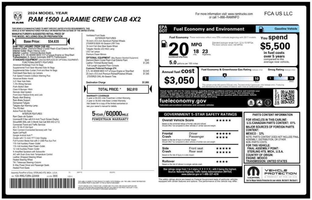 used 2024 Ram 1500 car, priced at $33,899