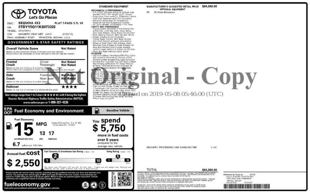 used 2019 Toyota Sequoia car, priced at $27,899