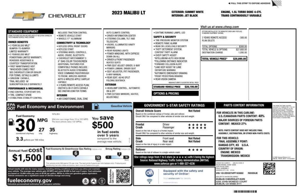 used 2023 Chevrolet Malibu car, priced at $13,299