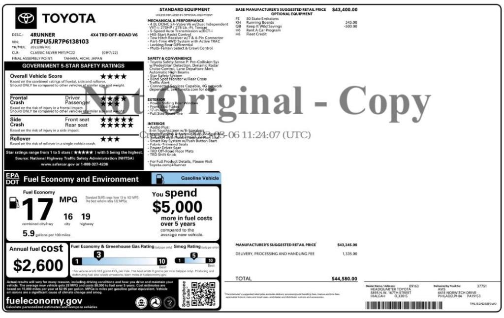 used 2023 Toyota 4Runner car, priced at $32,496