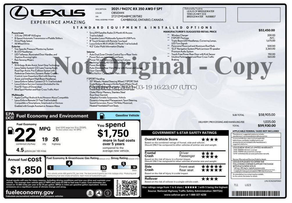 used 2021 Lexus RX 350 car, priced at $35,999