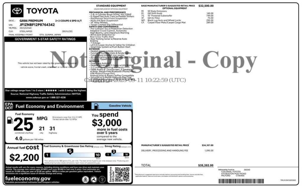 used 2023 Toyota GR86 car, priced at $31,399