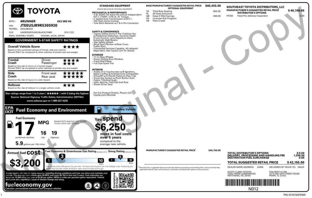 used 2024 Toyota 4Runner car, priced at $31,399