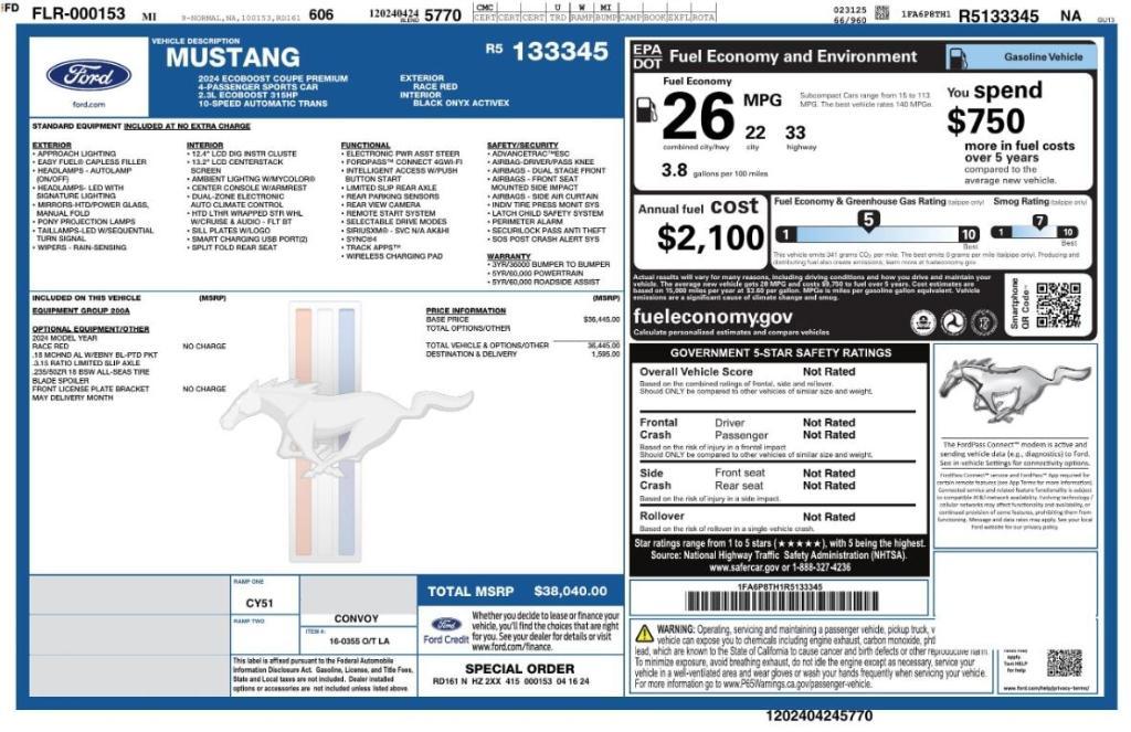 used 2024 Ford Mustang car, priced at $28,999