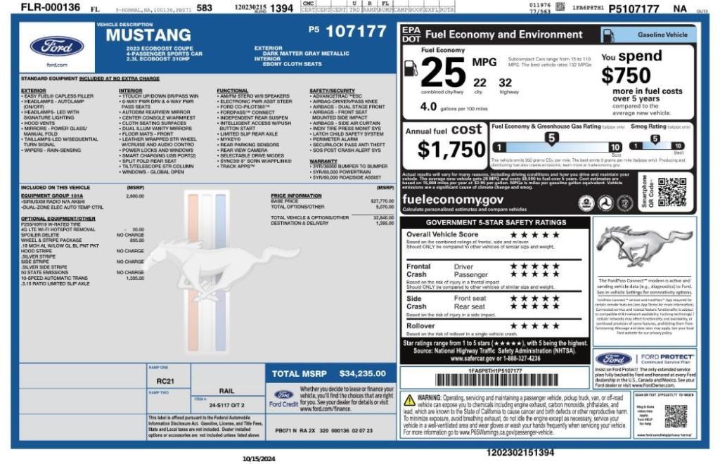 used 2023 Ford Mustang car, priced at $26,999