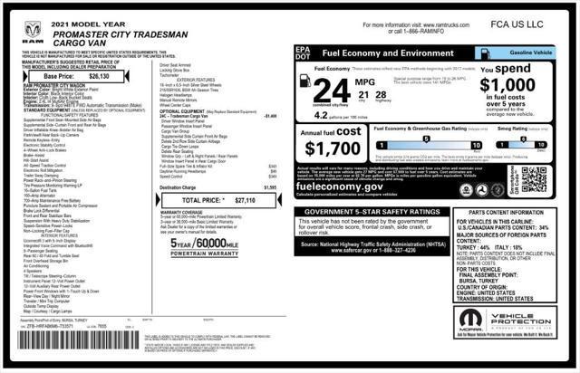 used 2021 Ram ProMaster City car, priced at $16,999