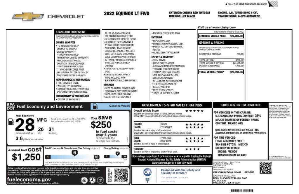 used 2022 Chevrolet Equinox car, priced at $13,699