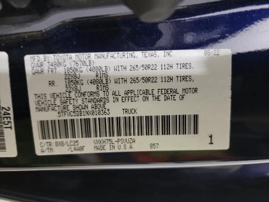 used 2022 Toyota Tundra Hybrid car, priced at $54,999