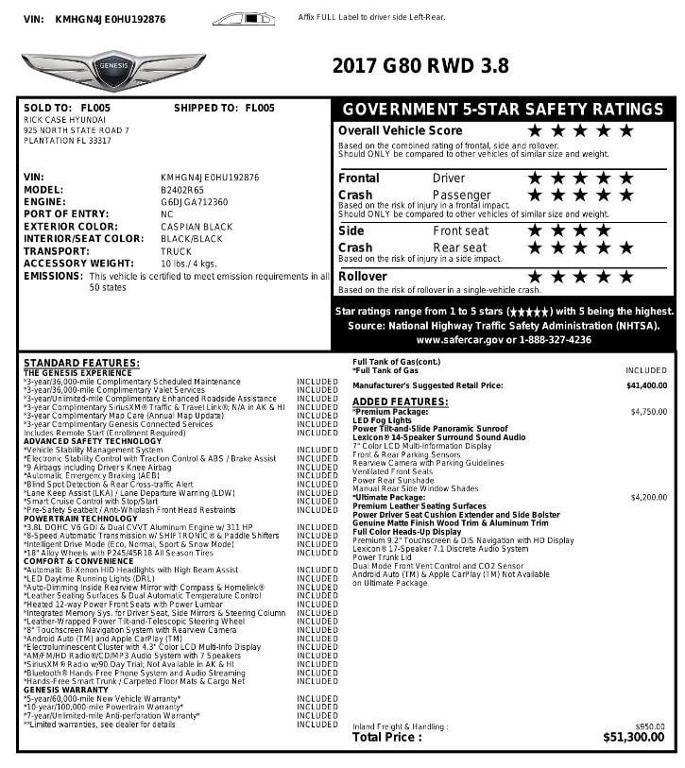 used 2017 Genesis G80 car, priced at $12,299